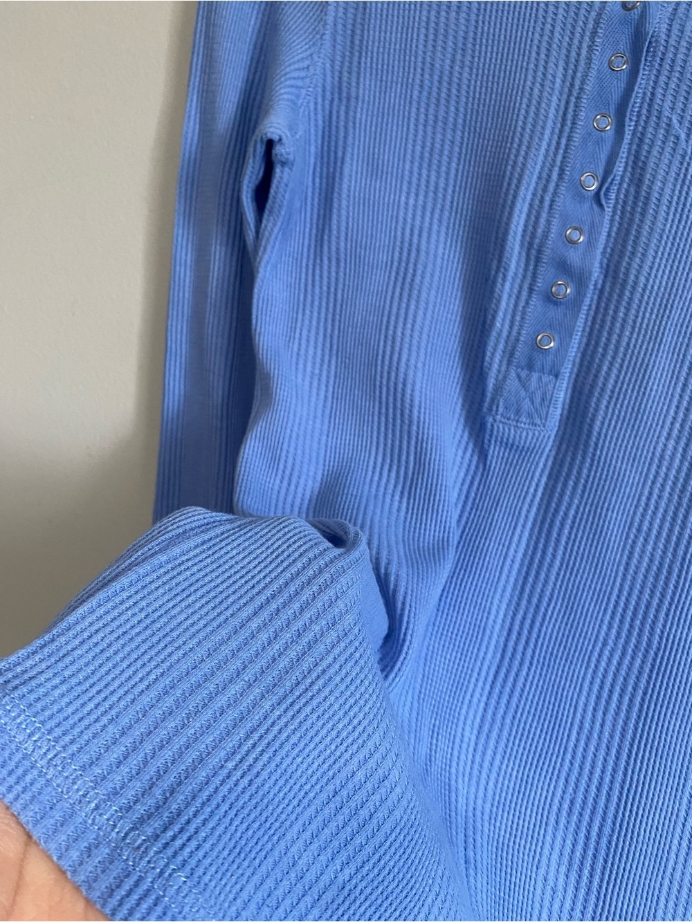 Aerie Light Blue Ribbed Snap-Front Henley Long Sleeve Medium Soft Feminine - Picture 5 of 5
